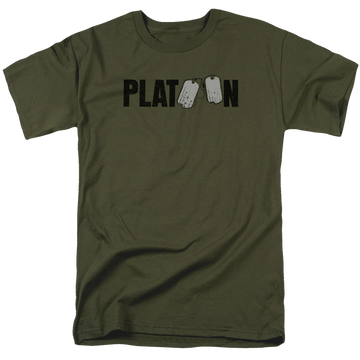 Military green men's regular fit t-shirt with Platoon Logo graphic