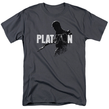 Charcoal men's regular fit t-shirt with Platoon Shadow Of War graphic