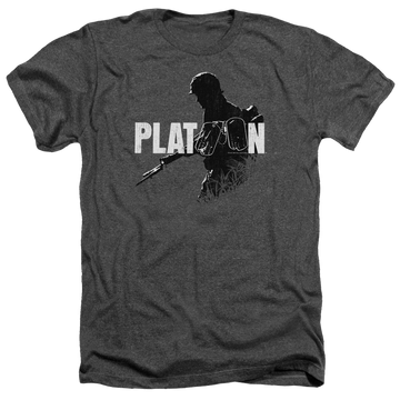 Charcoal men's heather t-shirt with Platoon Shadow Of War graphic