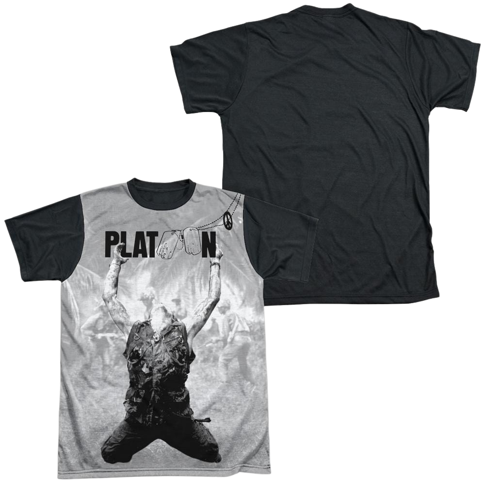 Platoon Grayscale Poster Men's Black Back T-Shirt Men's Black Back T-Shirt Platoon   