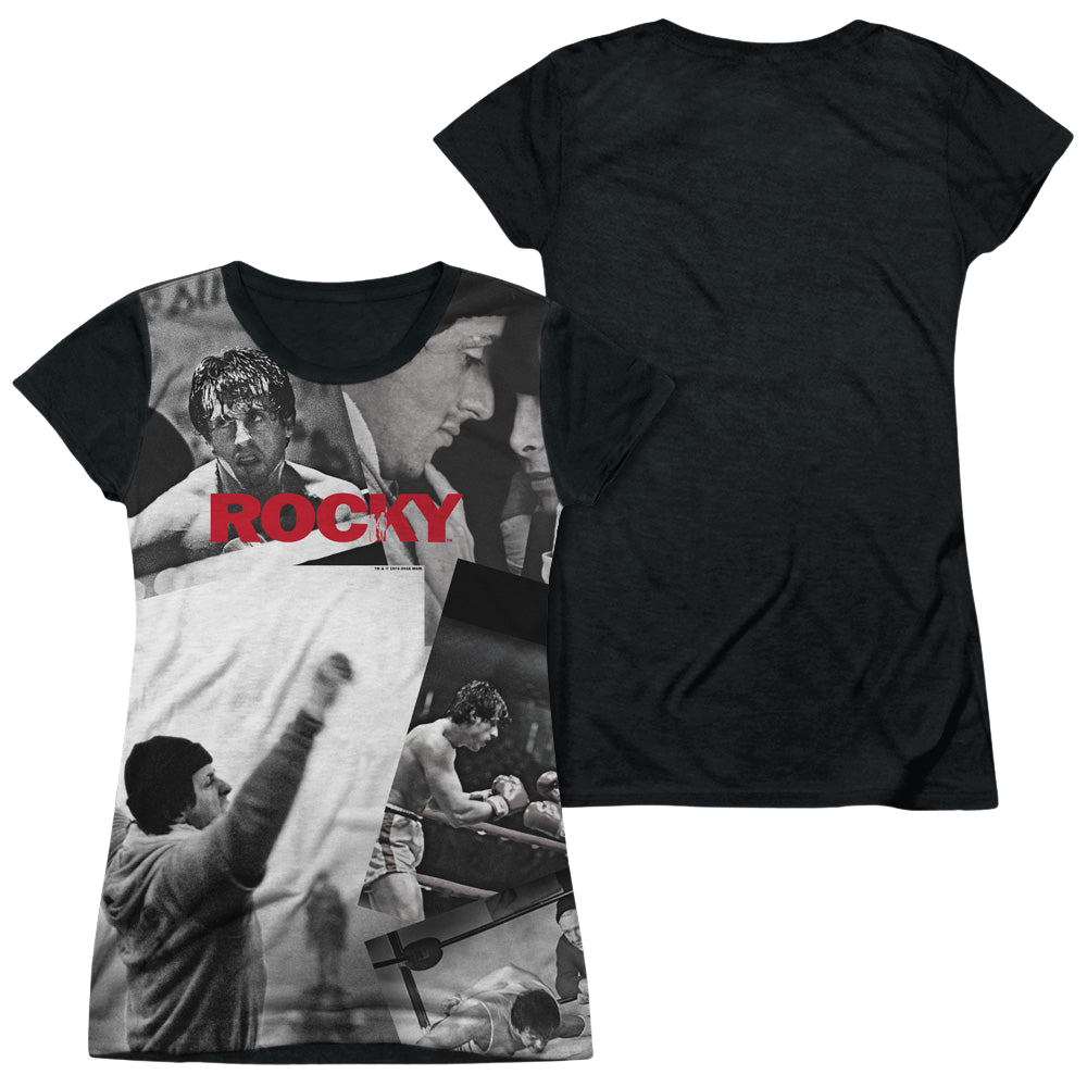 Rocky 40Th Anniversay Collage - Juniors Black Back T-Shirt Juniors Black Back T-Shirt Rocky   