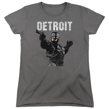 Charcoal women's t-shirt with Robocop Detroit graphic