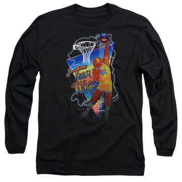 Black men's long sleeve t-shirt with Teen Wolf Electric Wolf graphic