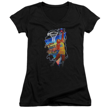 Black juniors v-neck t-shirt with Teen Wolf Electric Wolf graphic