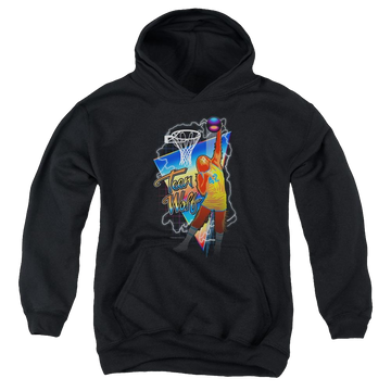 Black youth hoodie for ages 8 to 12 with Teen Wolf Electric Wolf graphic