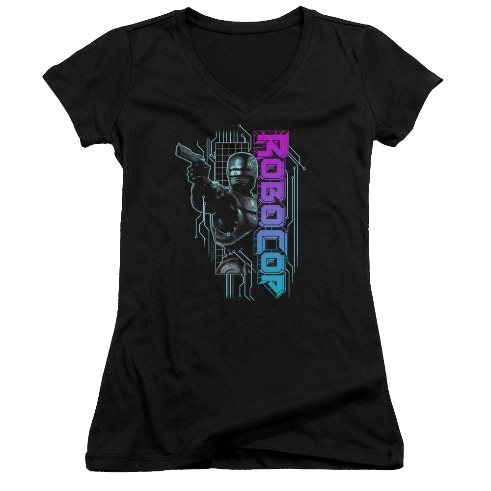 Robocop Robo Neon Juniors V-Neck T-Shirt Juniors V-Neck T-Shirt Robocop   