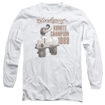White men's long sleeve t-shirt with Bloodsport Dux Smash graphic