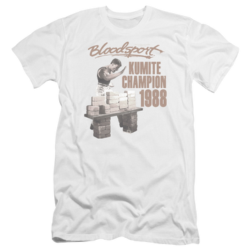White men's premium slim fit t-shirt with Bloodsport Dux Smash graphic