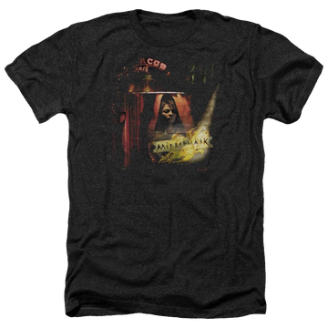 Charcoal men's heather t-shirt with Mirrormask Big Top Poster graphic