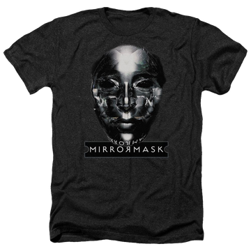 Charcoal men's heather t-shirt with Mirrormask Mask graphic