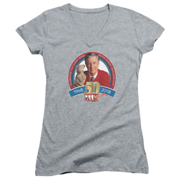 Mister Rogers 50Th Anniversary Design - Juniors V-Neck T-Shirt Juniors V-Neck T-Shirt Mister Rogers   