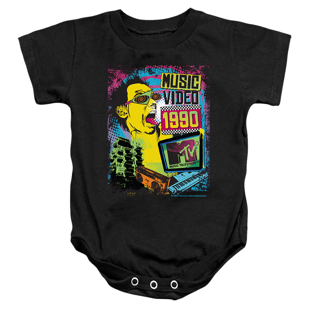 MTV Neon Rocker Logo - Baby Bodysuit Baby Bodysuit MTV   