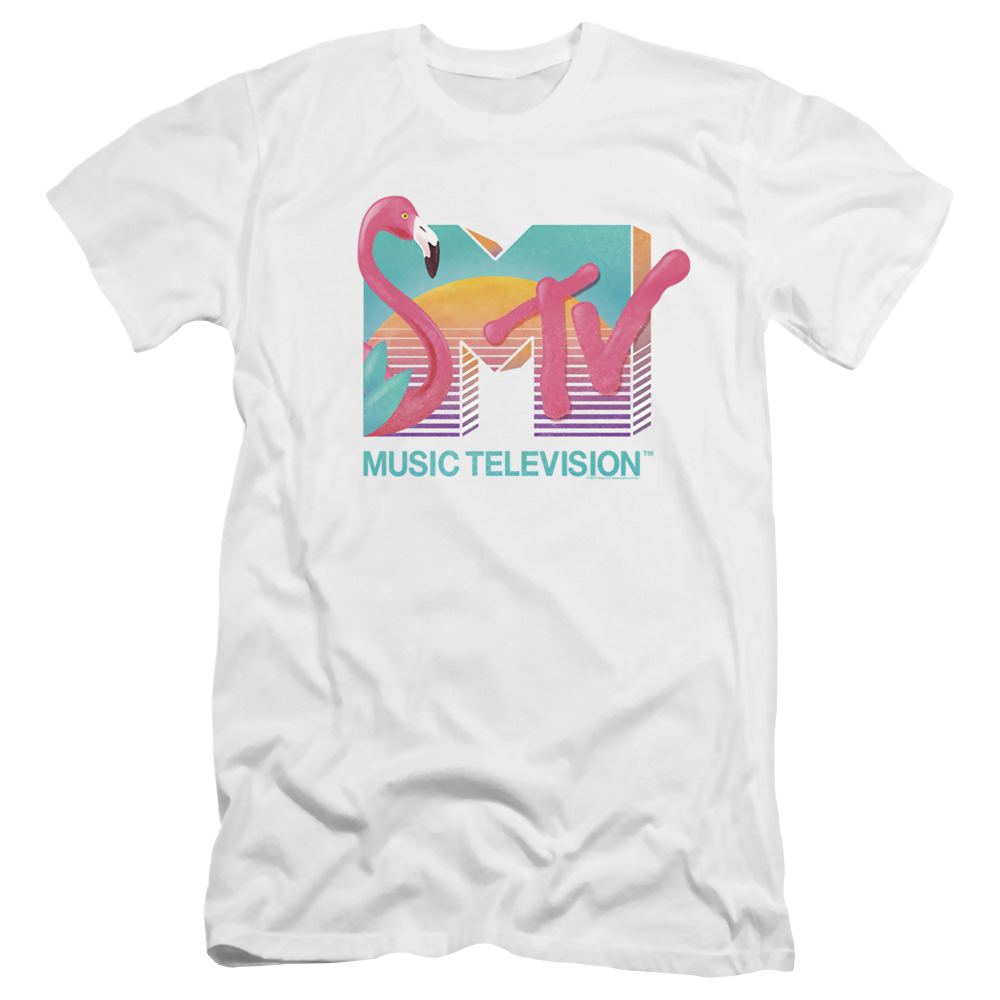 MTV Flamingo Logo - Men's Premium Slim Fit T-Shirt Men's Premium Slim Fit T-Shirt MTV   