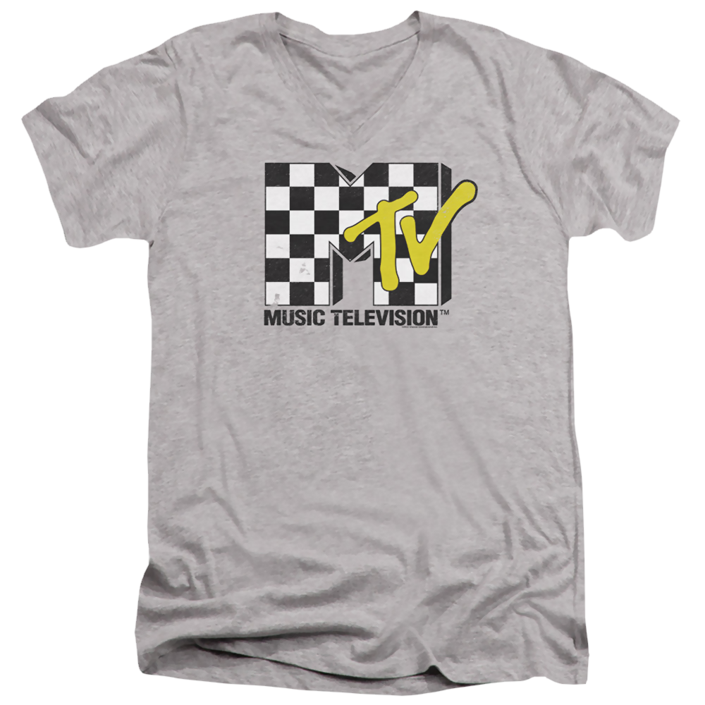 MTV Checker Board Logo - Men's V-Neck T-Shirt Men's V-Neck T-Shirt MTV   