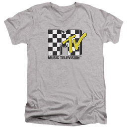MTV Checker Board Logo - Men's V-Neck T-Shirt Men's V-Neck T-Shirt MTV   