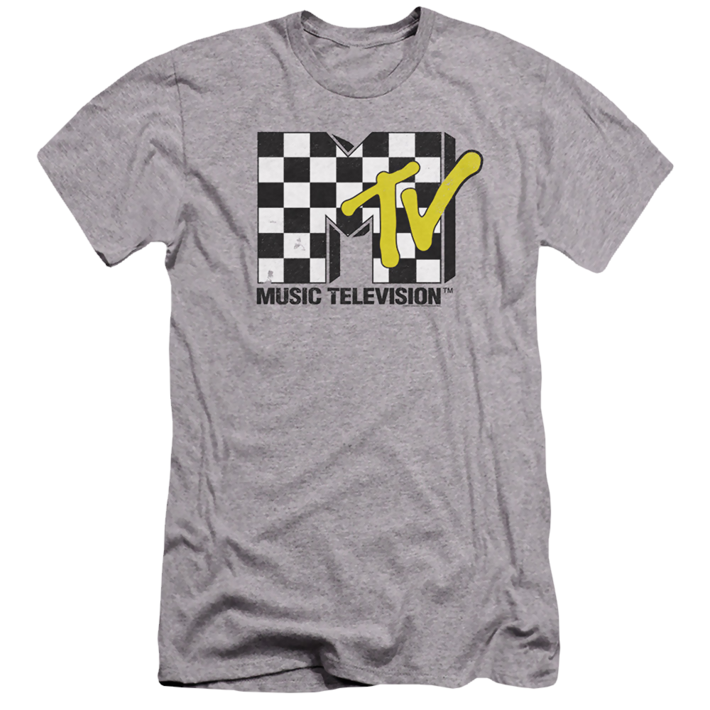 MTV Checker Board Logo - Men's Premium Slim Fit T-Shirt Men's Premium Slim Fit T-Shirt MTV   