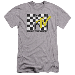 MTV Checker Board Logo - Men's Premium Slim Fit T-Shirt Men's Premium Slim Fit T-Shirt MTV   
