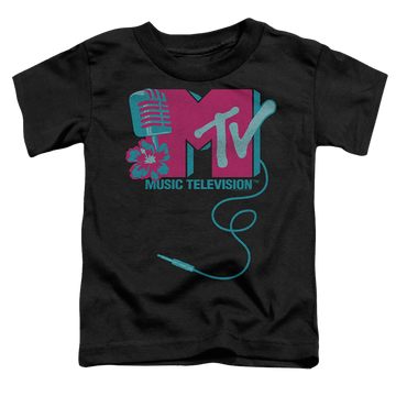 Black toddler t-shirt with MTV Microphone Logo graphic