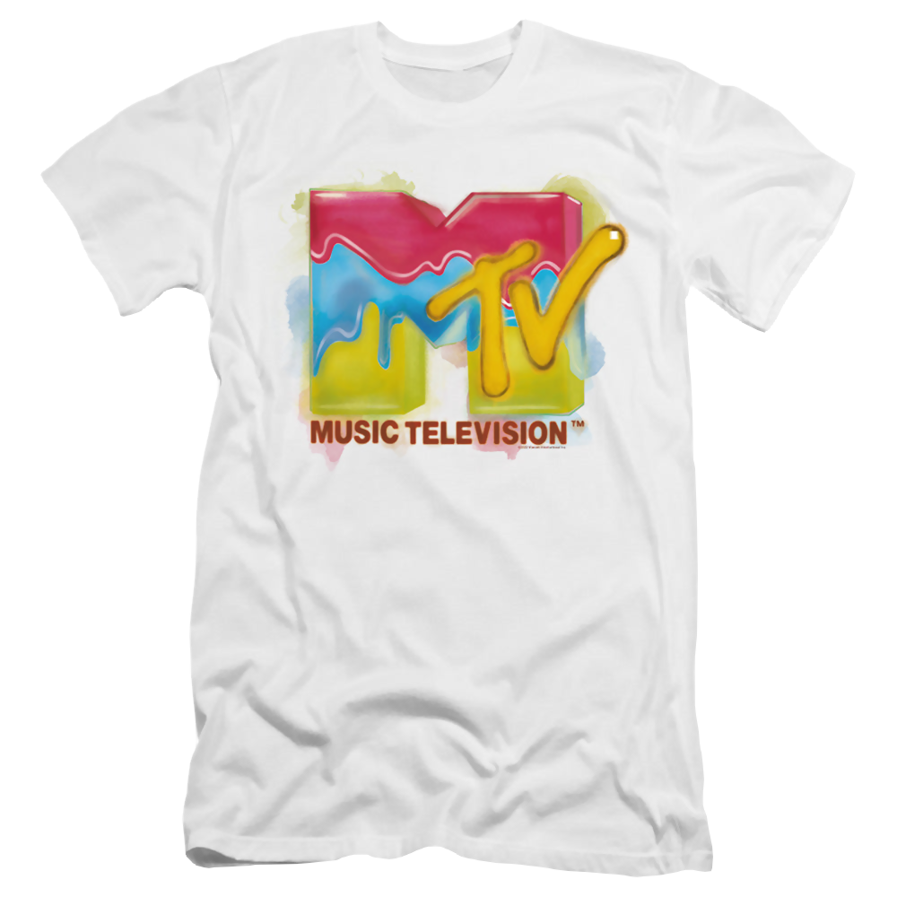 MTV Paint Logo - Men's Premium Slim Fit T-Shirt Men's Premium Slim Fit T-Shirt MTV   