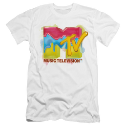 MTV Paint Logo - Men's Premium Slim Fit T-Shirt Men's Premium Slim Fit T-Shirt MTV   
