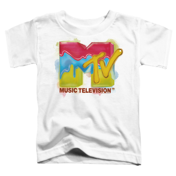 White toddler t-shirt with MTV Paint Logo graphic