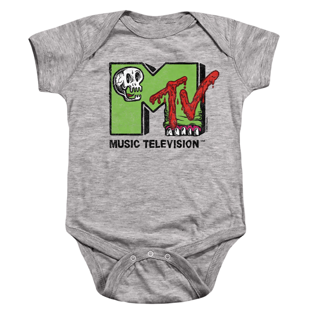 MTV Skull And Monster Teeth Logo - Baby Bodysuit Baby Bodysuit MTV   