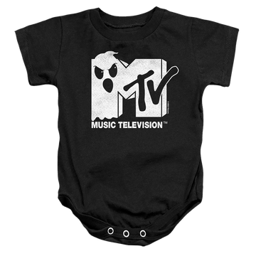 Black baby bodysuit with MTV Ghost In The Logo graphic