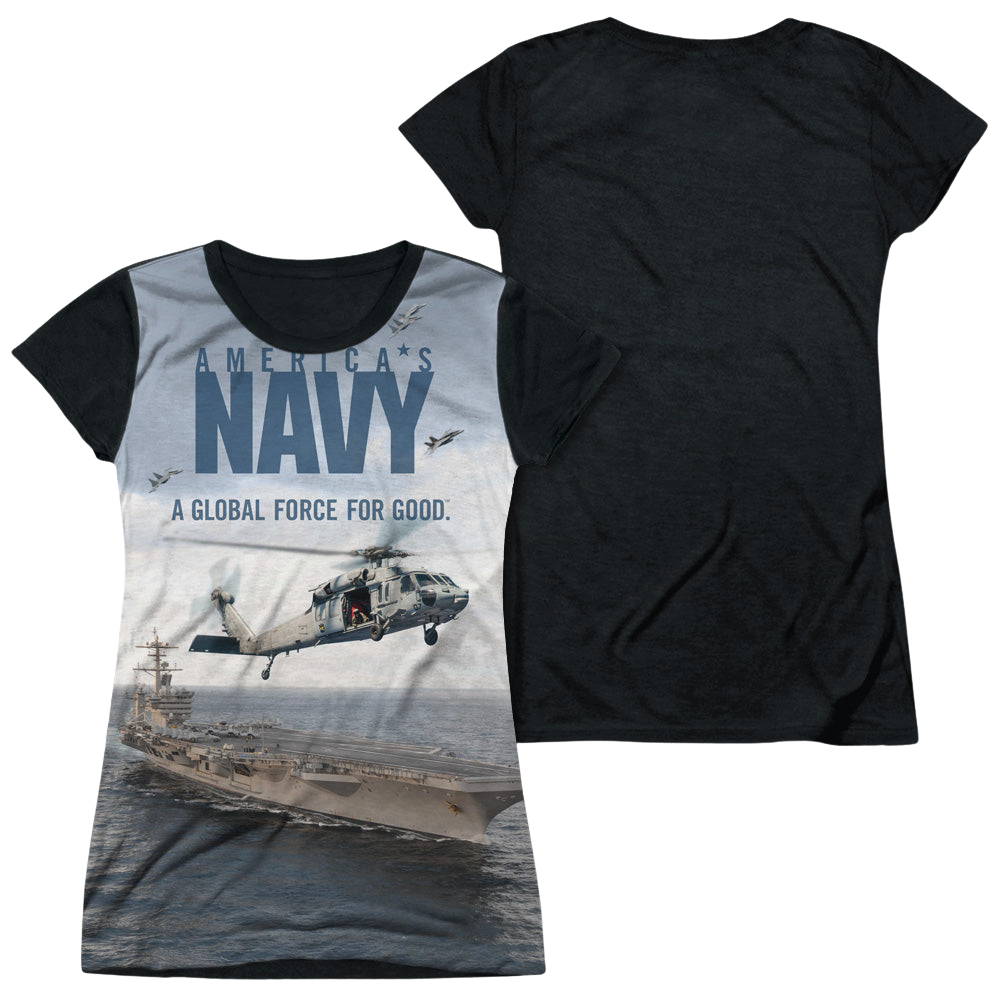 U.S. Navy Over And Under - Juniors Black Back T-Shirt Juniors Black Back T-Shirt U.S. Navy   