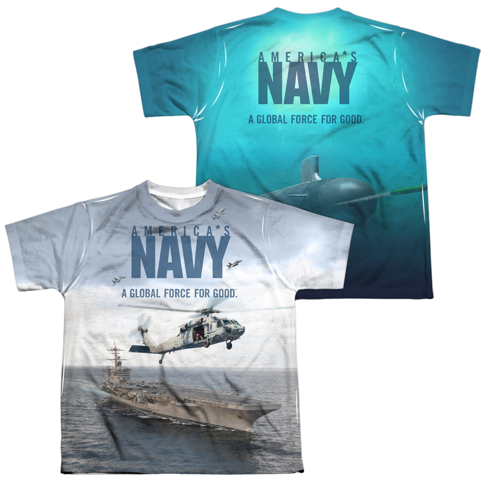 U.S. Navy Over And Under (Front/Back Print) - Youth All-Over Print T-Shirt Youth All-Over Print T-Shirt (Ages 8-12) U.S. Navy   