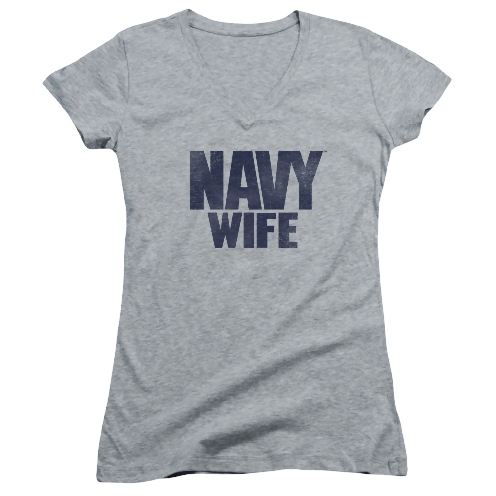 U.S. Navy Wife - Juniors V-Neck T-Shirt Juniors V-Neck T-Shirt U.S. Navy   