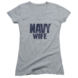 U.S. Navy Wife - Juniors V-Neck T-Shirt Juniors V-Neck T-Shirt U.S. Navy   