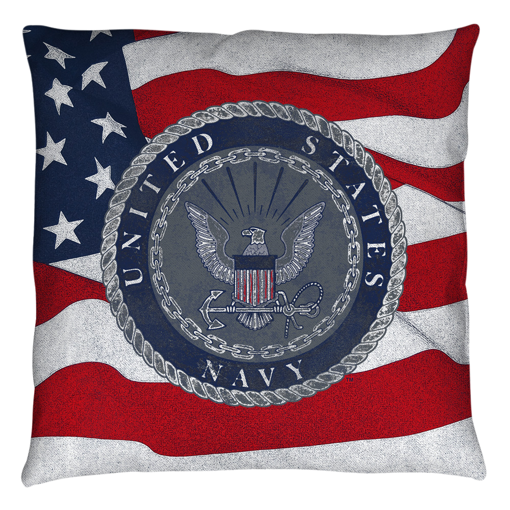 Navy Flag Seal Throw Pillow Throw Pillows U.S. Navy   