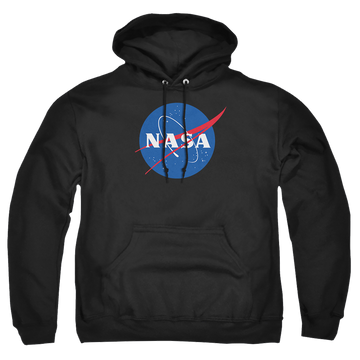 Black pullover hoodie with NASA Meatball Logo graphic