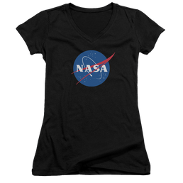 NASA Meatball Logo - Juniors V-Neck T-Shirt Juniors V-Neck T-Shirt NASA   