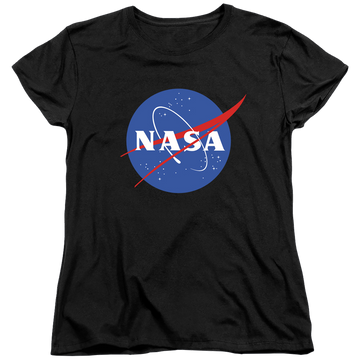 Black women's t-shirt with NASA Meatball Logo graphic