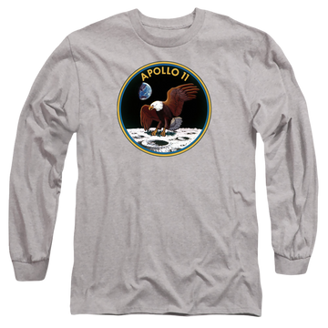 Athletic heather men's long sleeve t-shirt with NASA Apollo 11 graphic