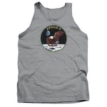 Athletic heather men's tank with NASA Apollo 11 graphic