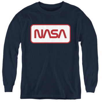 Navy youth long sleeve t-shirt with NASA Rectangular Logo graphic