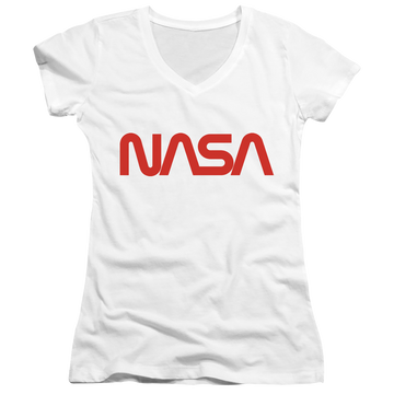 Nasa Worm Logo - Juniors V-Neck T-Shirt Juniors V-Neck T-Shirt NASA   