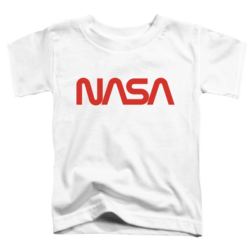 White toddler t-shirt with NASA Worm Logo graphic