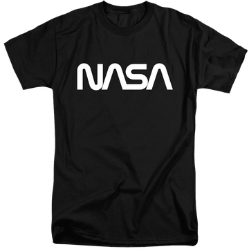 Black men's tall fit t-shirt with NASA Worm Logo graphic