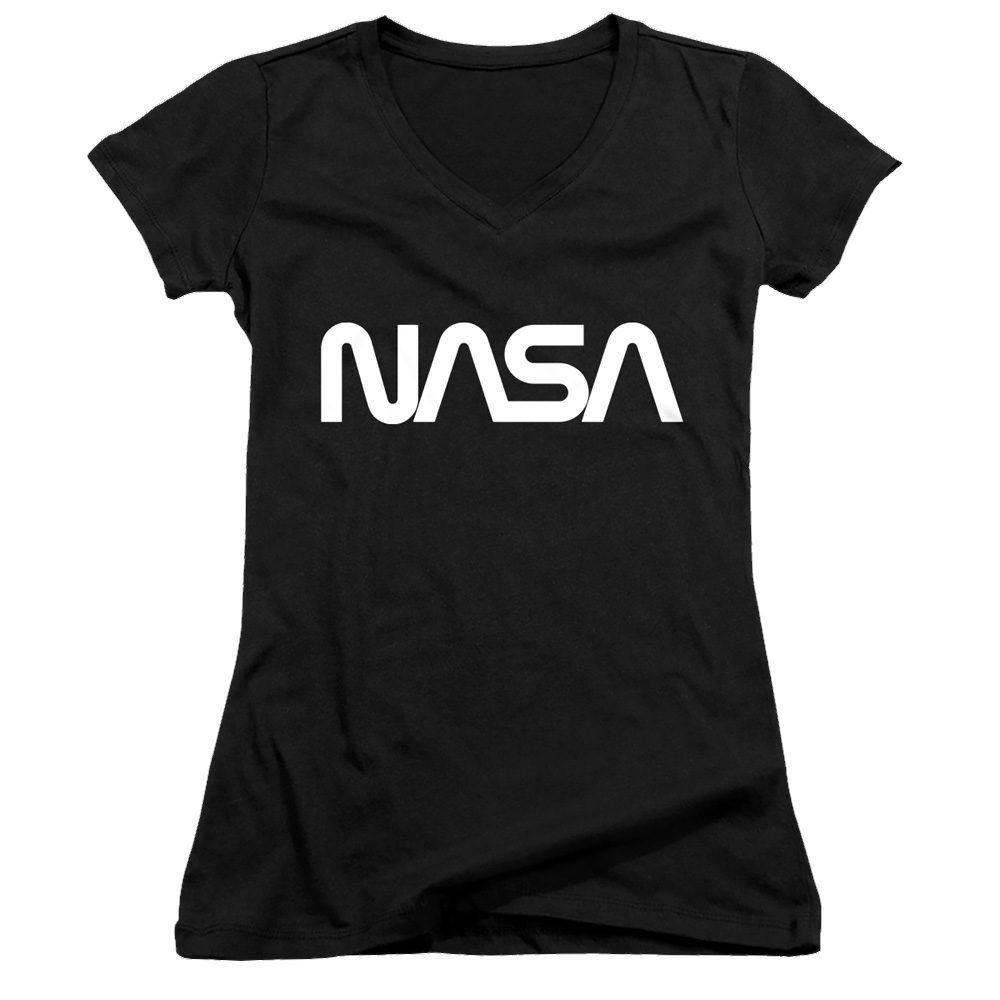 Nasa Worm Logo - Juniors V-Neck T-Shirt Juniors V-Neck T-Shirt NASA   