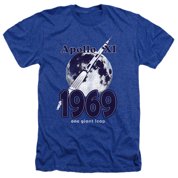 Royal men's heather t-shirt with NASA One Giant Leap graphic