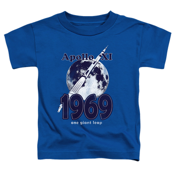 Royal kid's t-shirt for ages 4 to 7 with NASA One Giant Leap graphic