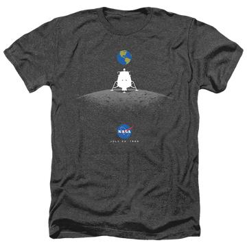 Charcoal men's heather t-shirt with NASA Moon Landing Simple graphic