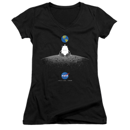 Nasa Moon Landing Simple - Juniors V-Neck T-Shirt Juniors V-Neck T-Shirt NASA   