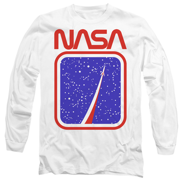 White men's long sleeve t-shirt with NASA To The Stars graphic