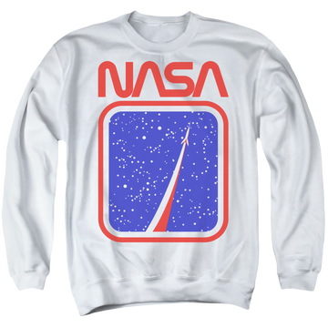 White men's crewneck sweatshirt with NASA To The Stars graphic