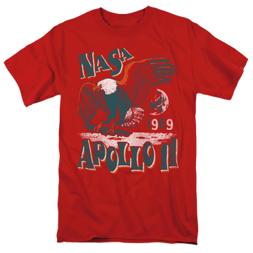 Red men's regular fit t-shirt with NASA Apollo 11 graphic