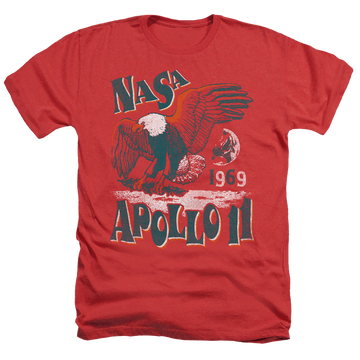 Red men's heather t-shirt with NASA Apollo 11 graphic